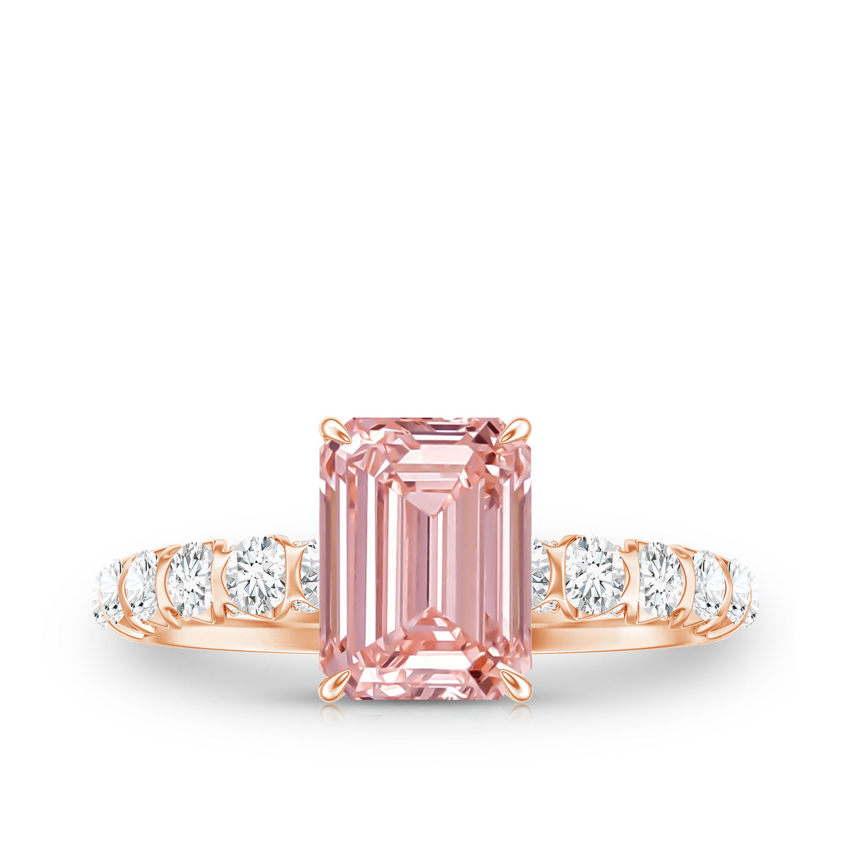 IGI Verified 2 Carat Lab Grown Pink Diamond Side Stone Engagement Ring Fancy Pink - VS1 - Rosec Jewels