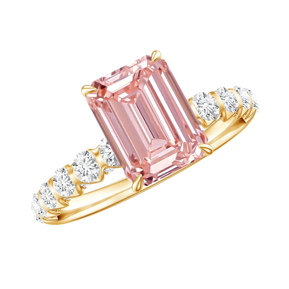 IGI Verified 2 Carat Lab Grown Pink Diamond Side Stone Engagement Ring Fancy Pink - VS1 - Rosec Jewels