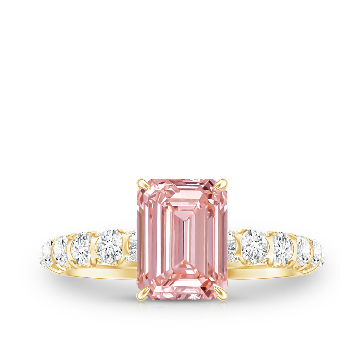 IGI Verified 2 Carat Lab Grown Pink Diamond Side Stone Engagement Ring Fancy Pink - VS1 - Rosec Jewels