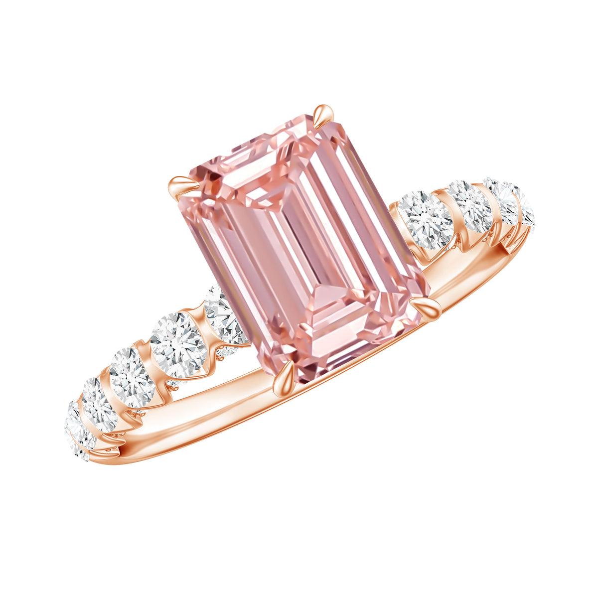 Rosec Jewels-IGI Certified 2 Carat Lab Grown Pink Diamond Emerald Cut Engagement Ring