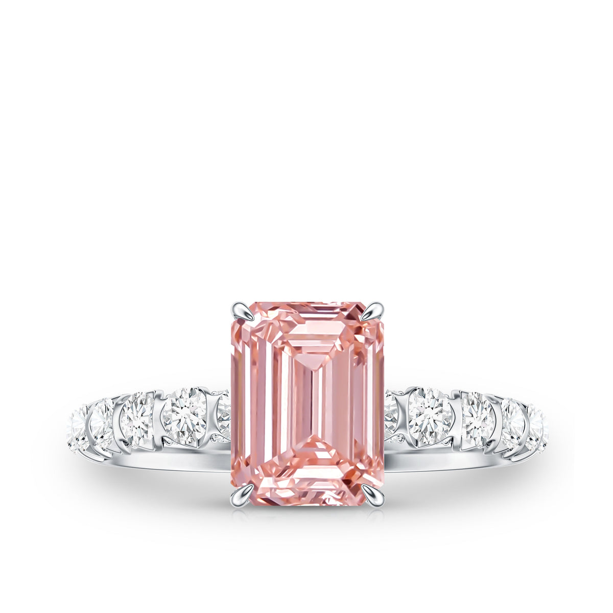 Rosec Jewels-IGI Certified 2 Carat Lab Grown Pink Diamond Emerald Cut Engagement Ring