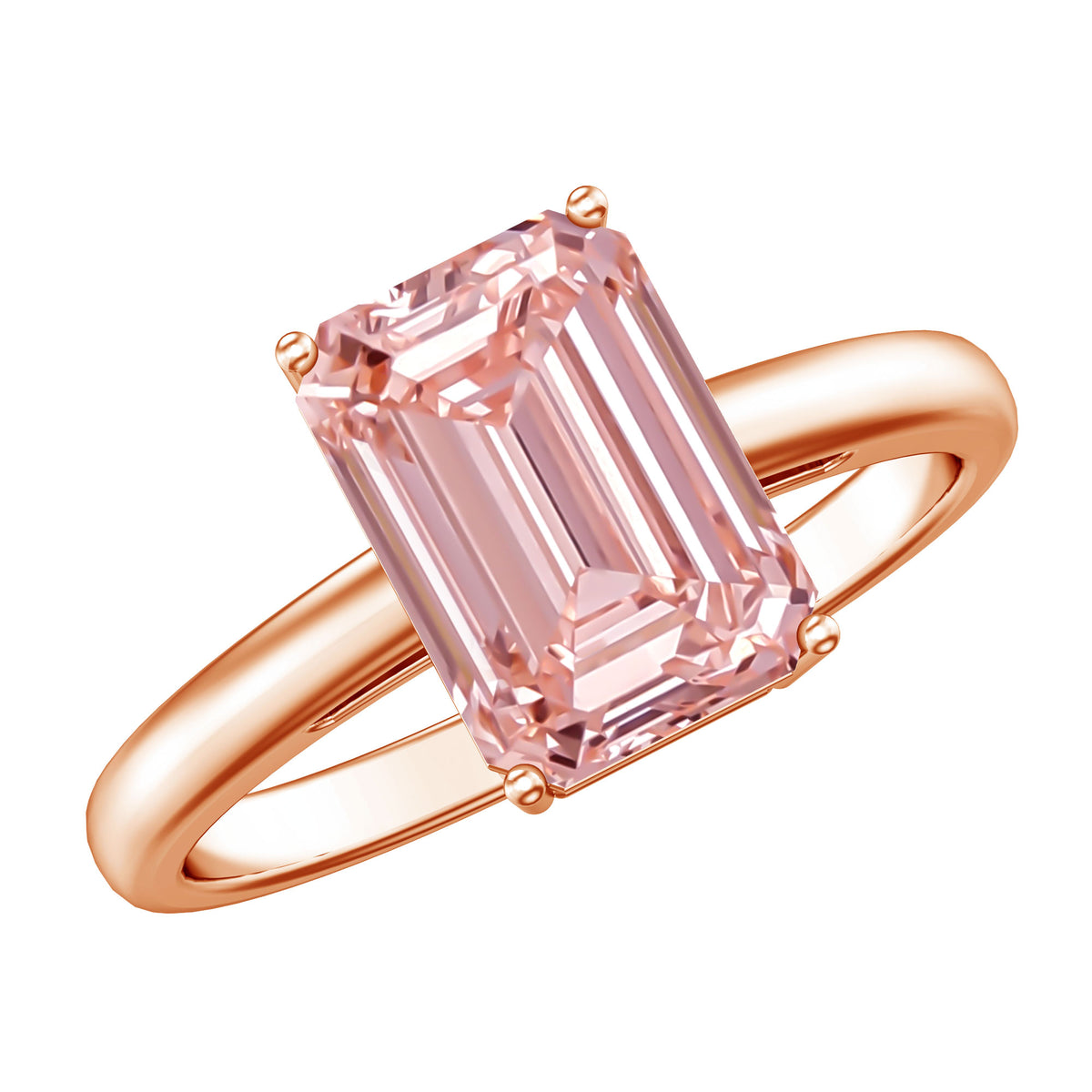 Rosec Jewels-3 Carat Lab Pink Diamond Emerald Cut Solitaire Engagement Ring with IGI Certificate