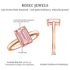 Rosec Jewels-3 Carat Lab Pink Diamond Emerald Cut Solitaire Engagement Ring with IGI Certificate