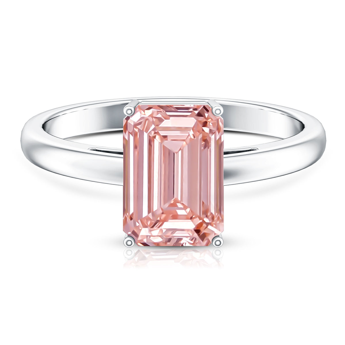 Rosec Jewels-3 Carat Lab Pink Diamond Emerald Cut Solitaire Engagement Ring with IGI Certificate