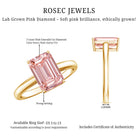 Rosec Jewels-3 Carat Lab Pink Diamond Emerald Cut Solitaire Engagement Ring with IGI Certificate