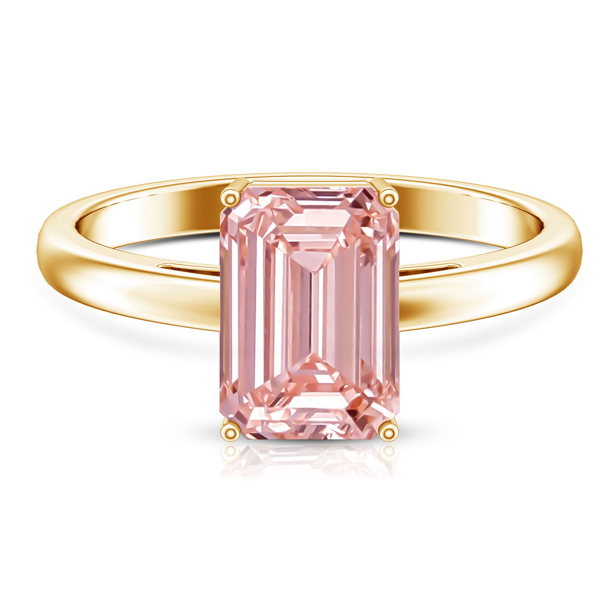 Rosec Jewels-3 Carat Lab Pink Diamond Emerald Cut Solitaire Engagement Ring with IGI Certificate
