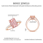 3 Carat Emerald Cut Lab Pink Diamond Hidden Halo Engagement Ring IGI Certified Fancy Pink - VS1 - Rosec Jewels