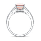 3 Carat Emerald Cut Lab Pink Diamond Hidden Halo Engagement Ring IGI Certified Fancy Pink - VS1 - Rosec Jewels