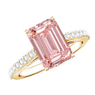 3 Carat Emerald Cut Lab Pink Diamond Hidden Halo Engagement Ring IGI Certified Fancy Pink - VS1 - Rosec Jewels