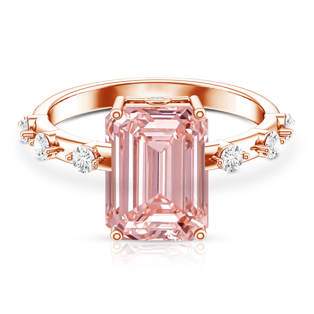 Rosec Jewels-IGI Verified 4 Carat Lab Grown Pink Diamond Emerald Cut Engagement Ring for Women