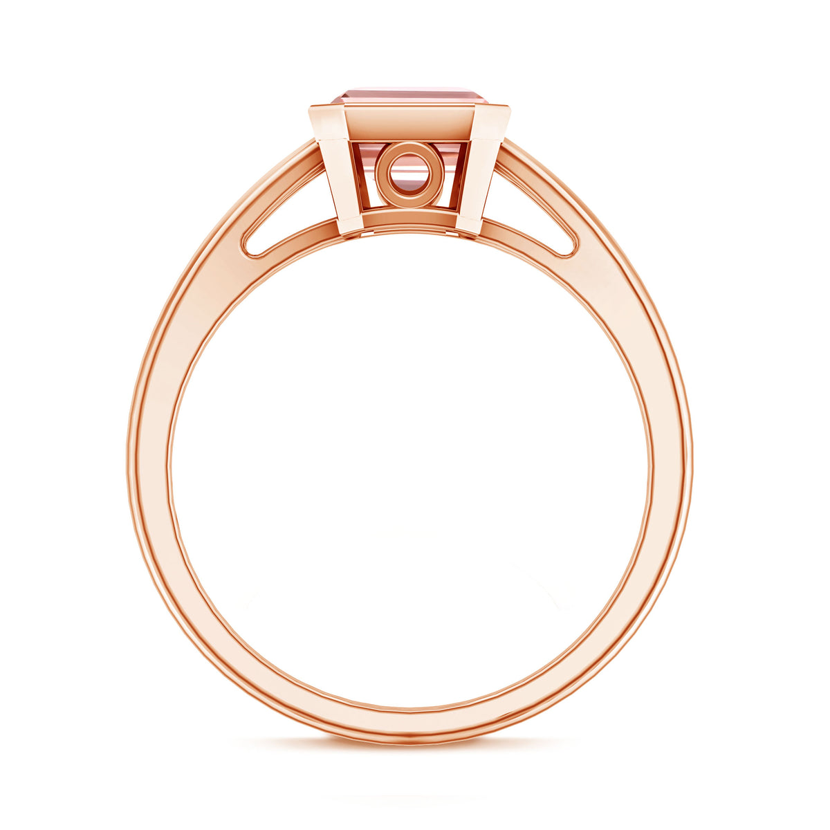 Rosec Jewels-IGI Graded 2 Carat Emerald Cut Split Shank Engagement Ring with Lab Grown Pink Diamond