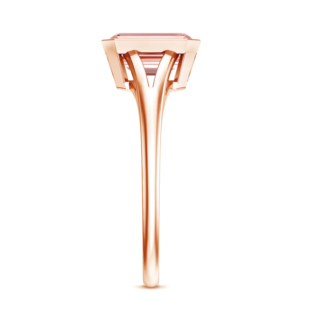 Rosec Jewels-IGI Graded 2 Carat Emerald Cut Split Shank Engagement Ring with Lab Grown Pink Diamond