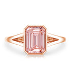 Rosec Jewels-IGI Graded 2 Carat Emerald Cut Split Shank Engagement Ring with Lab Grown Pink Diamond