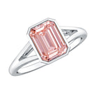 Rosec Jewels-IGI Graded 2 Carat Emerald Cut Split Shank Engagement Ring with Lab Grown Pink Diamond