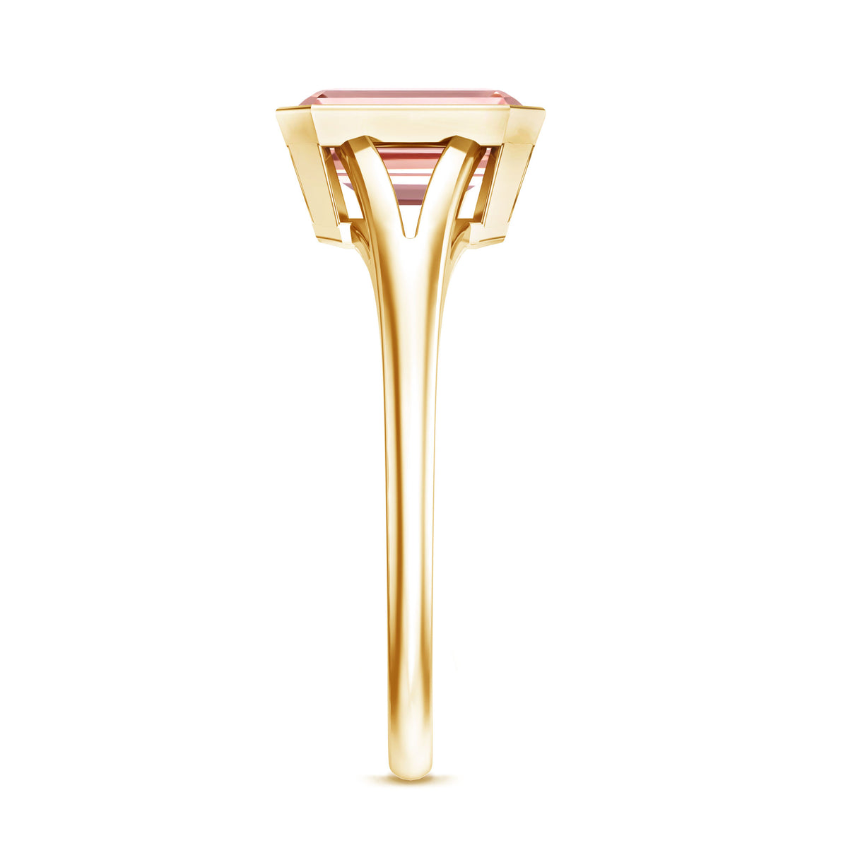 Rosec Jewels-IGI Graded 2 Carat Emerald Cut Split Shank Engagement Ring with Lab Grown Pink Diamond
