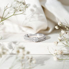 Rosec Jewels-Round Cut Moissanite Engagement Ring with Eternity Band