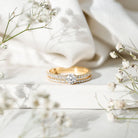 Rosec Jewels-Round Cut Moissanite Engagement Ring with Eternity Band