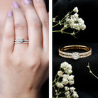 Rosec Jewels-Round Cut Moissanite Engagement Ring with Eternity Band