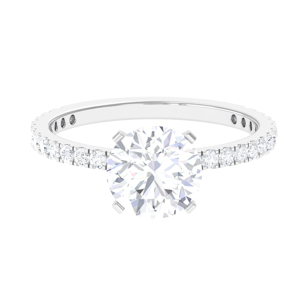 Peg Head Set Moissanite Solitaire Engagement Ring Moissanite - ( D-VS1 ) - Color and Clarity - Rosec Jewels