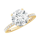 3 Carat Brilliant Cut Moissanite Classic Engagement Ring In Gold Plated Silver D-VS1 14K Yellow Gold Plated Silver - Rosec Jewels