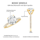 3 Carat Brilliant Cut Moissanite Classic Engagement Ring In Gold Plated Silver D-VS1 14K Yellow Gold Plated Silver - Rosec Jewels