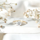 3 Carat Brilliant Cut Moissanite Classic Engagement Ring In Gold Plated Silver D-VS1 14K Yellow Gold Plated Silver - Rosec Jewels