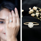 3 Carat Brilliant Cut Moissanite Classic Engagement Ring In Gold Plated Silver D-VS1 14K Yellow Gold Plated Silver - Rosec Jewels