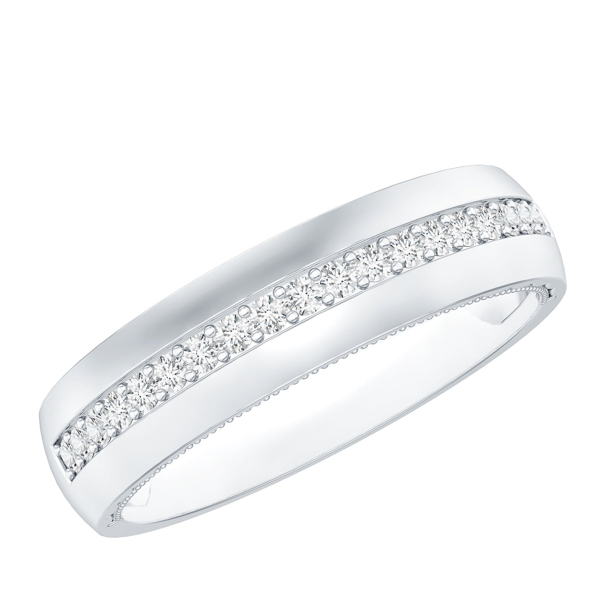 Certified Moissanite Classic Wedding Band Ring D-VS1 - Rosec Jewels