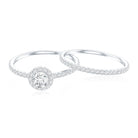 Certified Moissanite Halo Bridal Ring Set D-VS1 - Rosec Jewels