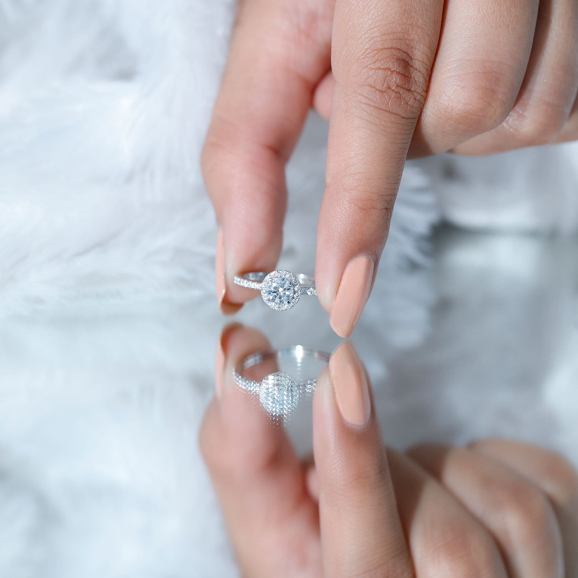1.25 CT Moissanite Classic Halo Engagement Ring D-VS1 - Rosec Jewels
