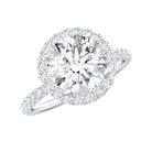 2 Carat Brilliant Cut Moissanite Classic Engagement Ring with Halo D-VS1 92.5 Sterling Silver - Rosec Jewels
