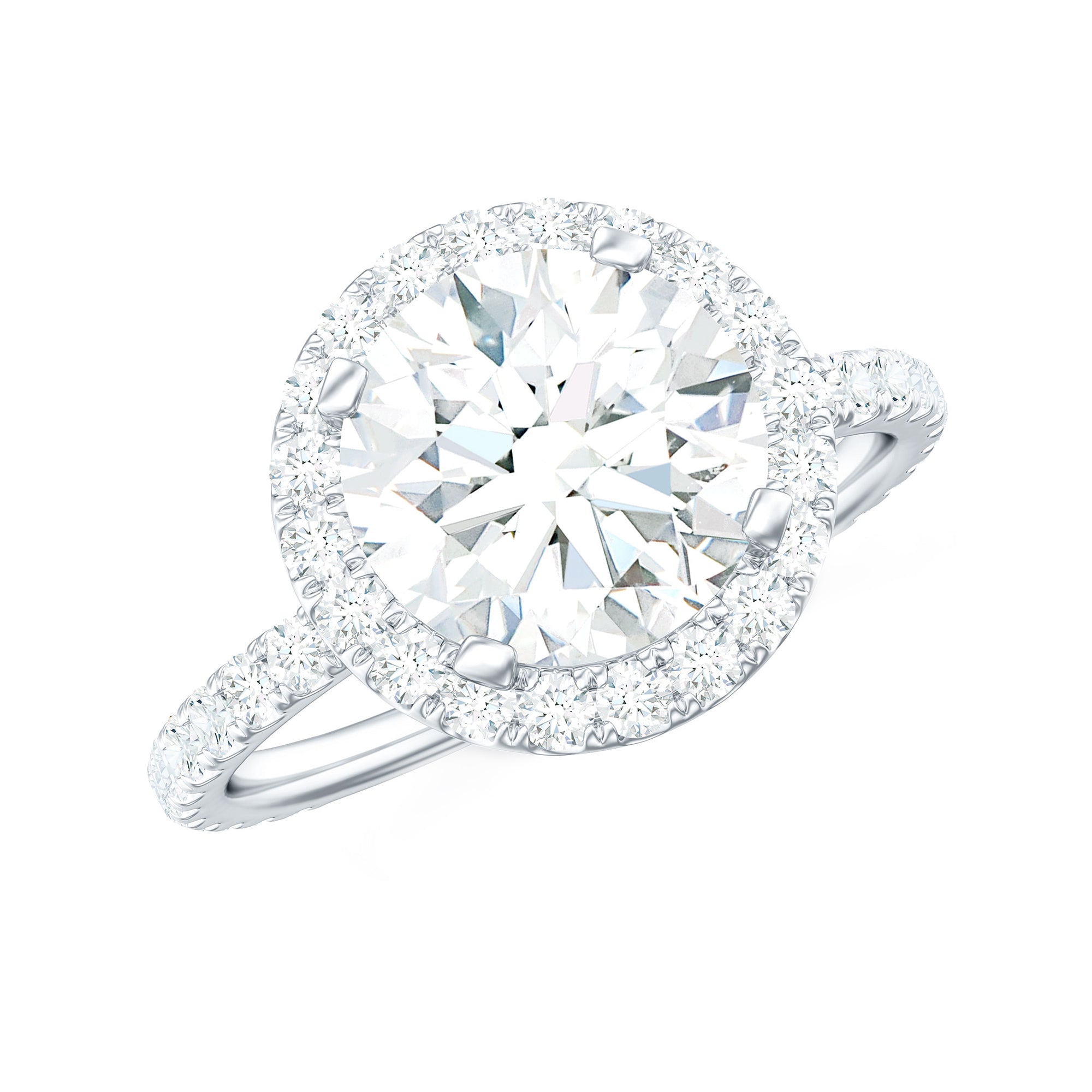 Rosec Jewels-Classic 8mm Moissanite Engagement Ring with Halo