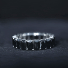 Emerald Cut Black Spinel Eternity Band Ring Black Spinel - ( AAA ) - Quality - Rosec Jewels
