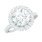 Certified Brilliant Cut Moissanite Halo Engagement Ring D-VS1 - Rosec Jewels