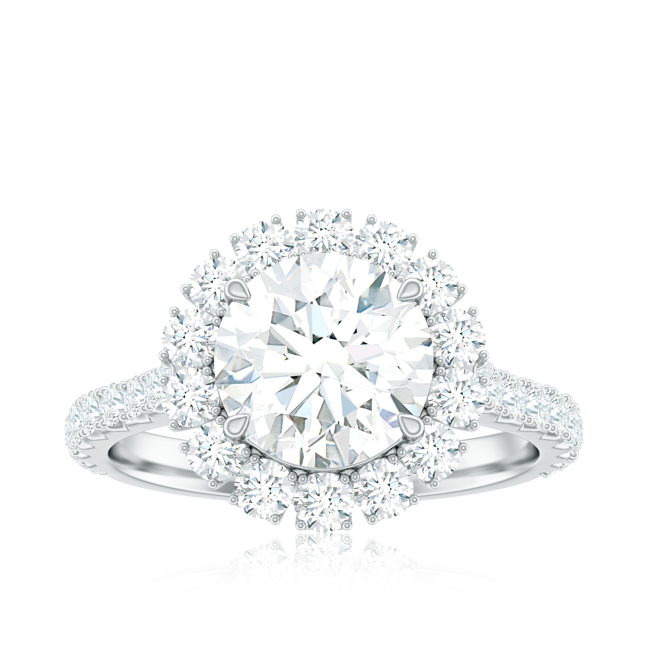 Certified Brilliant Cut Moissanite Halo Engagement Ring D-VS1 - Rosec Jewels