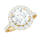 Certified Brilliant Cut Moissanite Halo Engagement Ring D-VS1 - Rosec Jewels