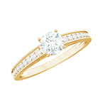 Cubic Zirconia Engagement Ring with Side Stones AAAA - Rosec Jewels