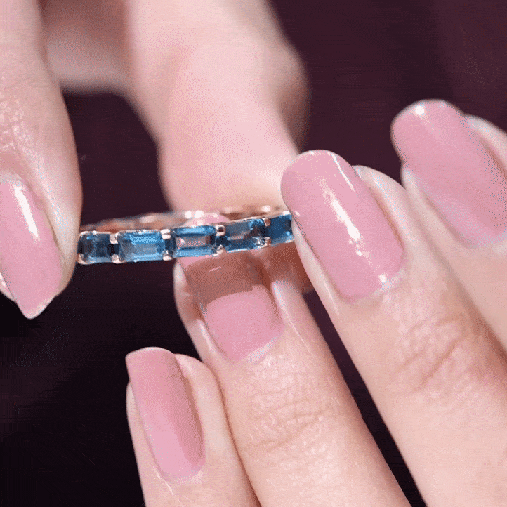Shared Prong Set Octagon Cut London Blue Topaz Eternity Ring London Blue Topaz - ( AAA ) - Quality - Rosec Jewels