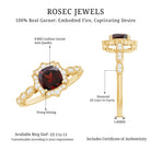 Rosec Jewels-Vintage Looking 8mm Garnet Cushion Cut Engagement Ring with Diamond
