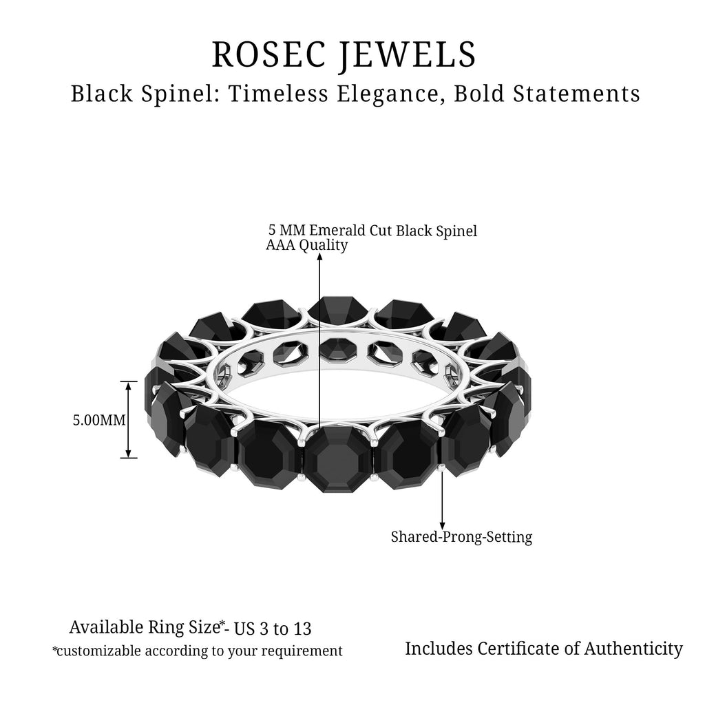 Emerald Cut Black Spinel Eternity Wedding Band Ring Black Spinel - ( AAA ) - Quality - Rosec Jewels