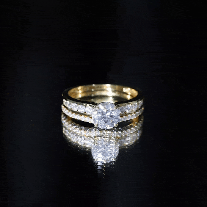 Certified 2 Carat Moissanite Engagement Ring with Wedding Band D-VS1 92.5 Sterling Silver 10.5 - Rosec Jewels