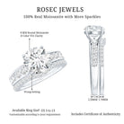 Certified 2 Carat Moissanite Engagement Ring with Wedding Band D-VS1 92.5 Sterling Silver 10.5 - Rosec Jewels