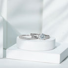 Certified 2 Carat Moissanite Engagement Ring with Wedding Band D-VS1 92.5 Sterling Silver 10.5 - Rosec Jewels