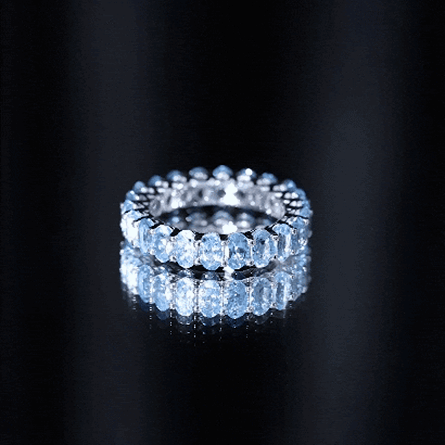 Rosec Jewels-Oval Cut Aquamarine Eternity Wedding Band