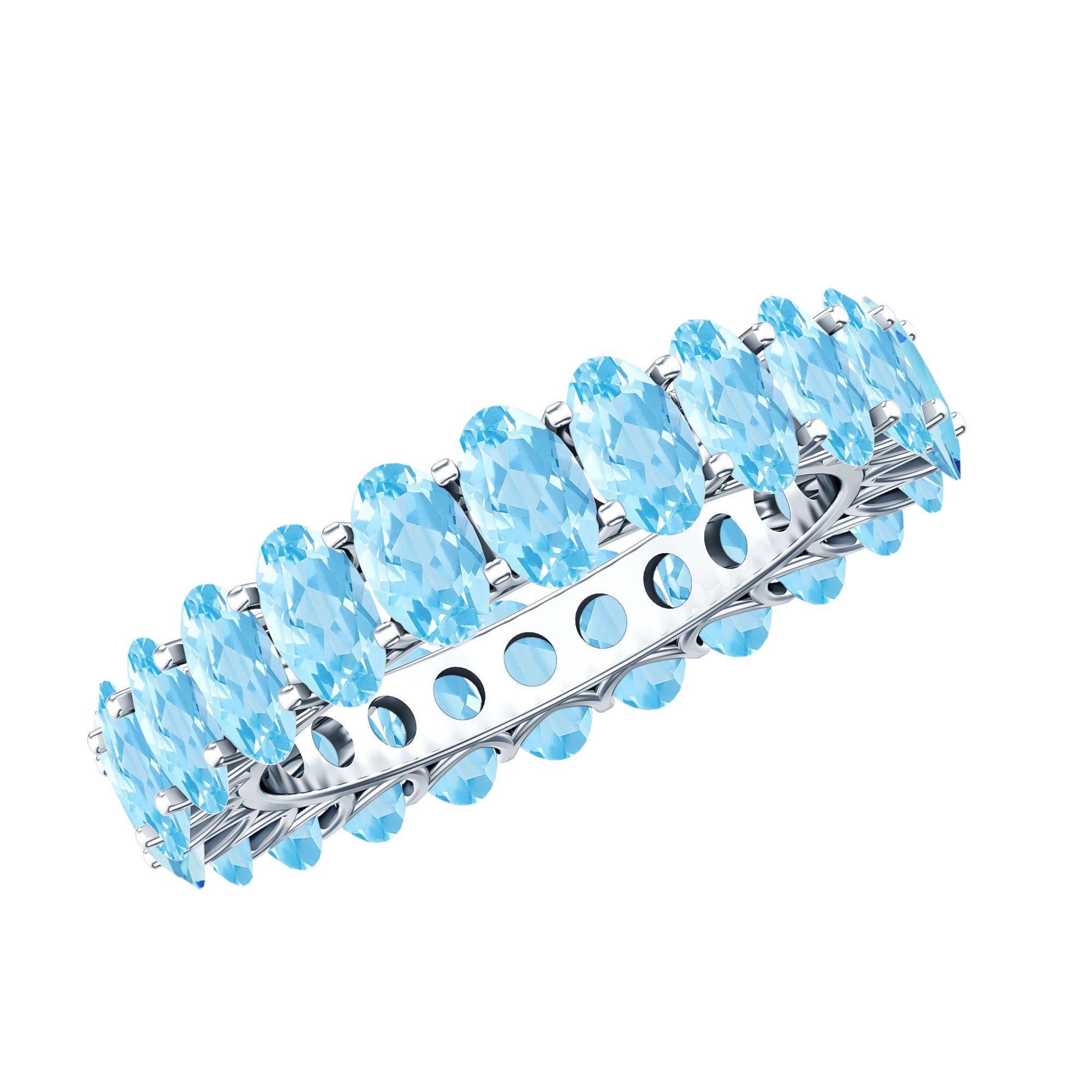 Rosec Jewels-Oval Cut Aquamarine Eternity Wedding Band