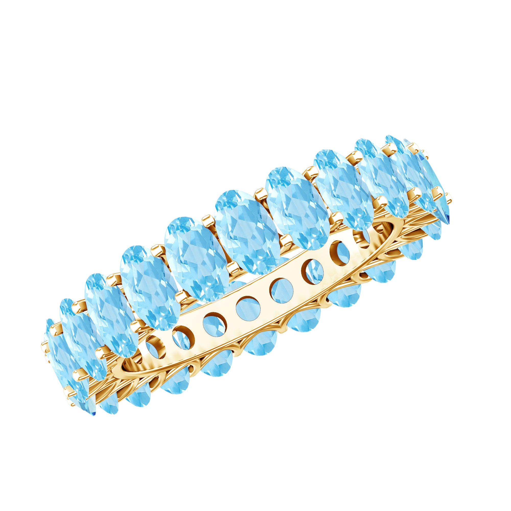 Rosec Jewels-Oval Cut Aquamarine Eternity Wedding Band