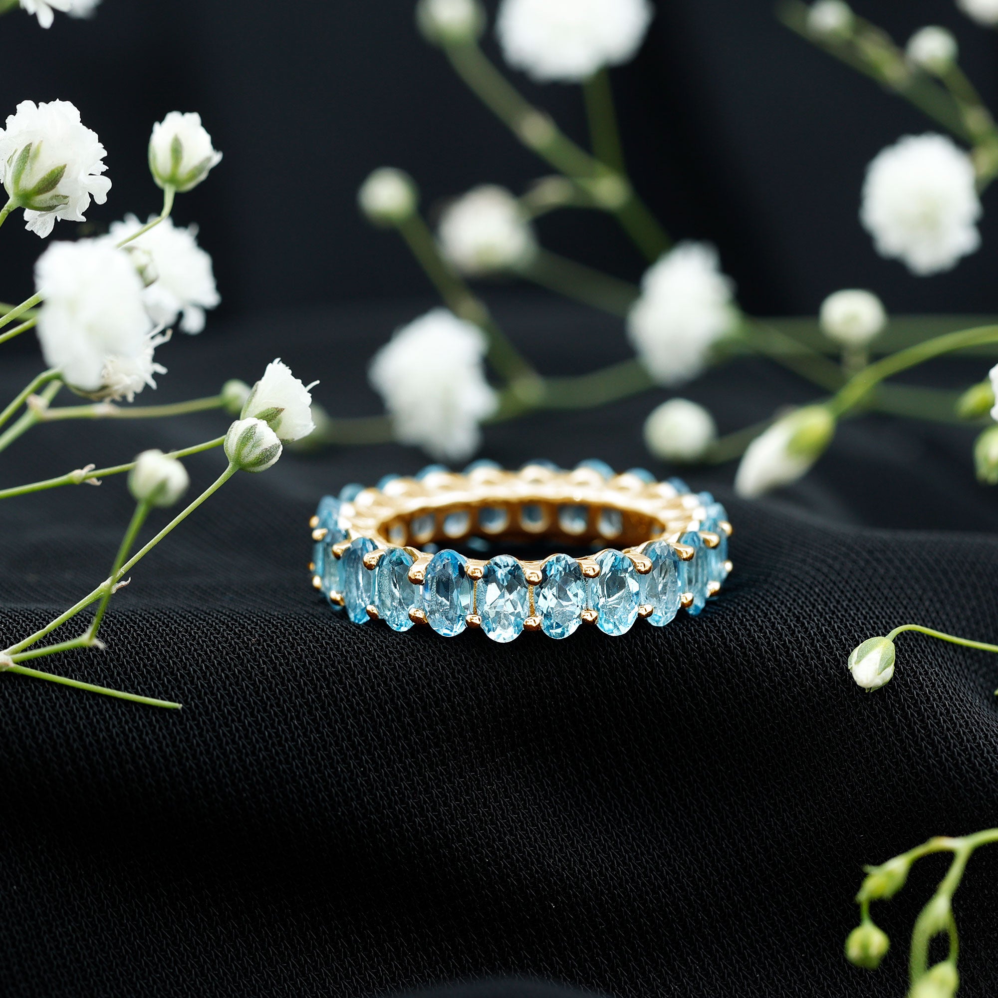 Rosec Jewels-Oval Cut Aquamarine Eternity Wedding Band