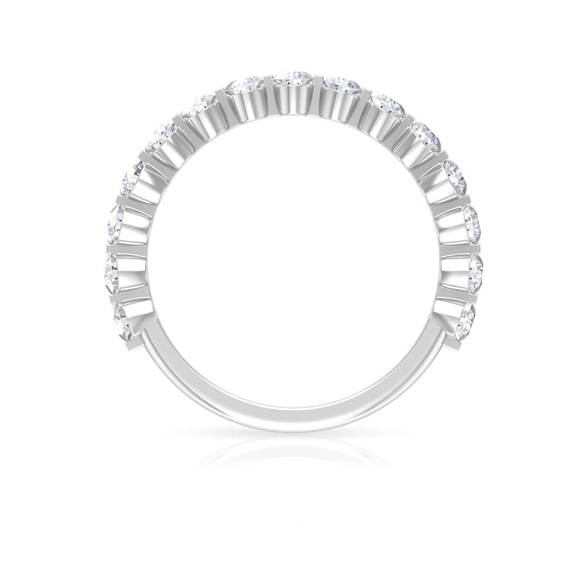 Round Shape Floating Diamond Half Eternity Ring Natural - ( HI-SI ) - Rosec Jewels