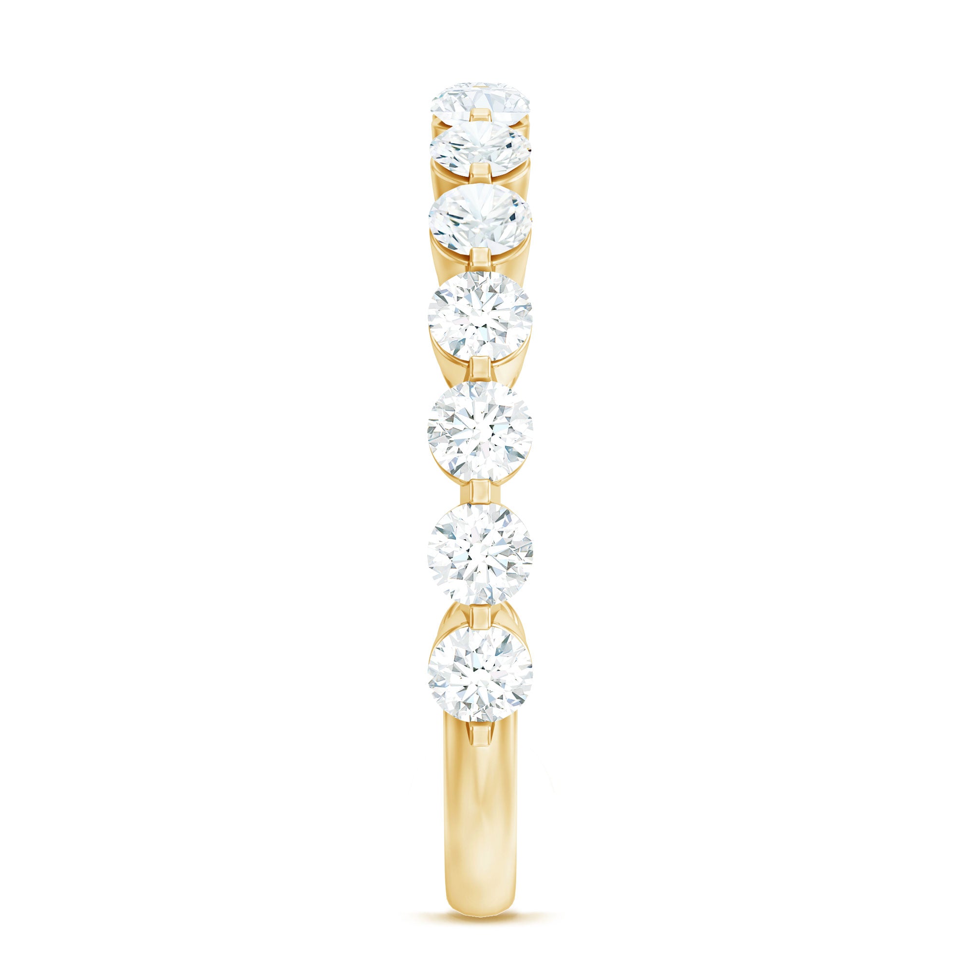 Round Shape Floating Diamond Half Eternity Ring Natural - ( HI-SI ) - Rosec Jewels