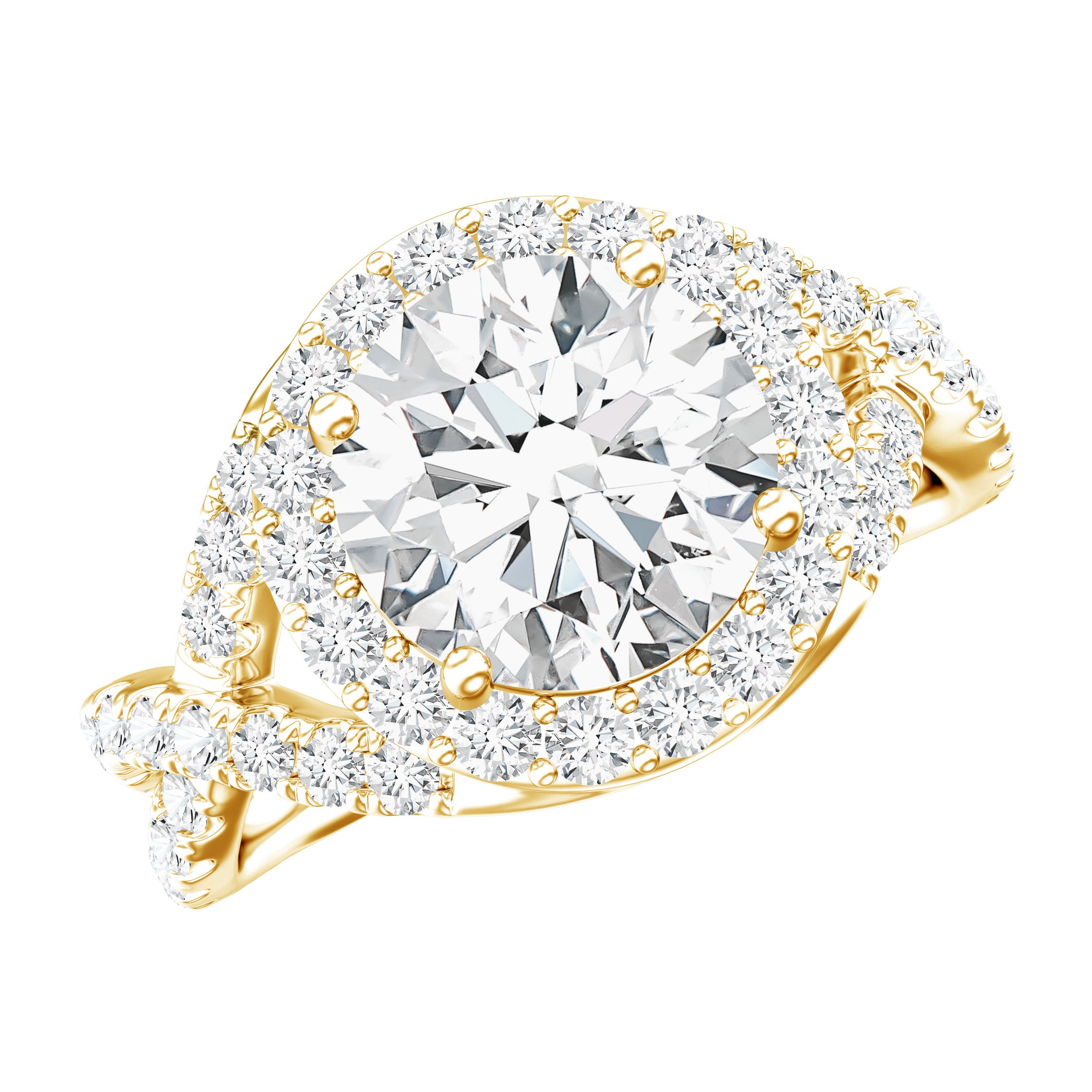 Round Moissanite Crossover Engagement Ring for Women D-VS1 - Rosec Jewels